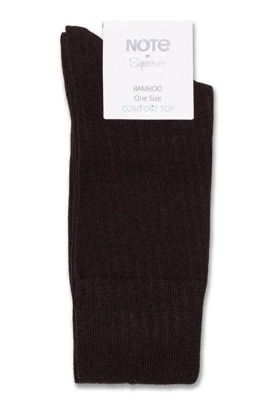 Notes by Syversen Bamboo Roll Top strømper, dark brown