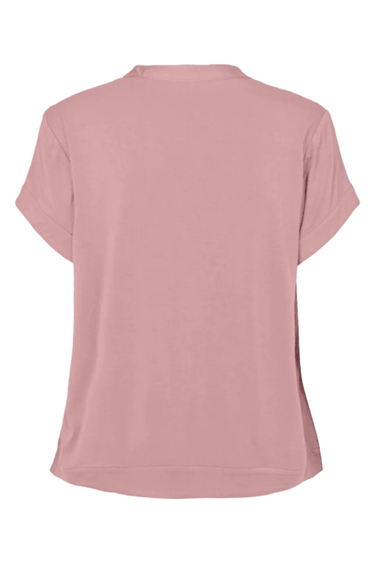 PBO Gerbil Top i dusty rose med silke front og stand-up krave
