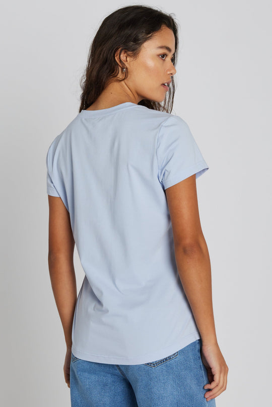 PBO Philosopher T-shirt i light blue med print og slim fit