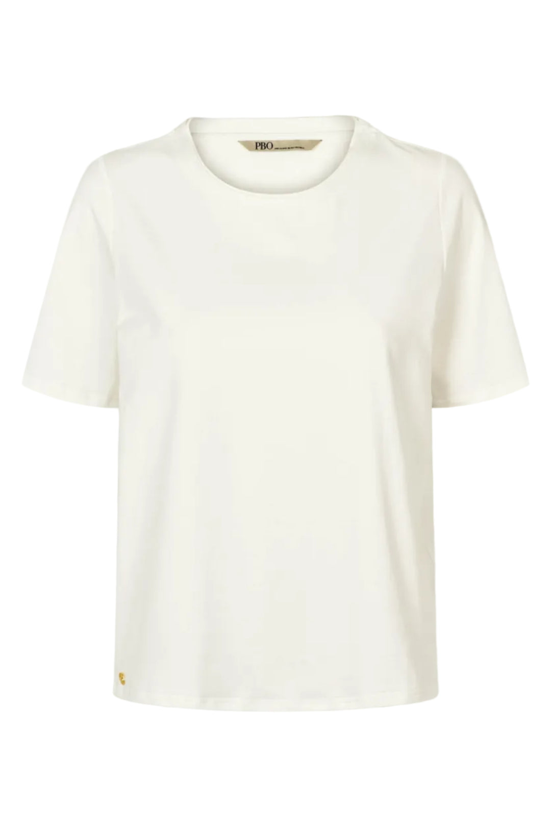 PBO Tina T-shirt i hvid med rund hals og korte ærmer