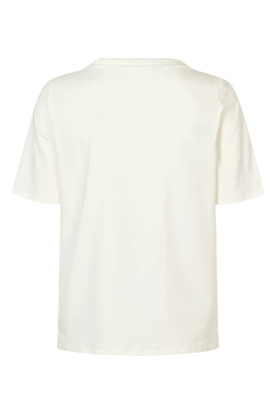 PBO Tina T-shirt i hvid med rund hals og korte ærmer