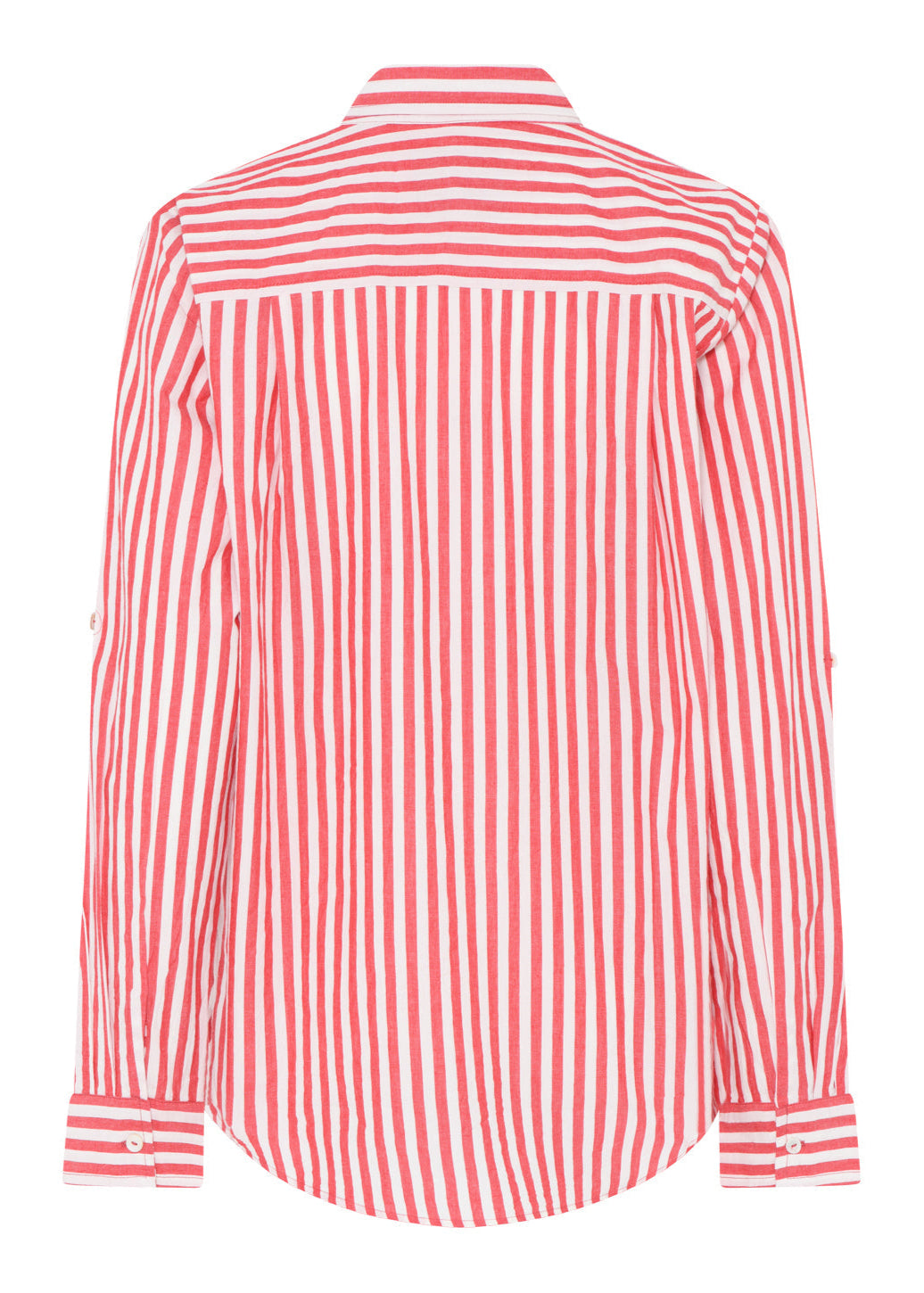 La Rouge Pernille Shirt – oversized skjorte i rød/hvid bomuldsstrib med klassiske detaljer og brystlomme. Let og luftig pasform.