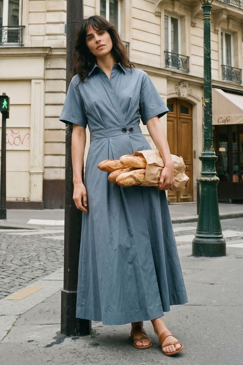 La Rouge | Kjole | Pia Dress S/S, dusky blue