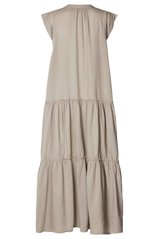 Rabens Saloner | Kjole | Lorita, cotton tiered long dress, pearl grey