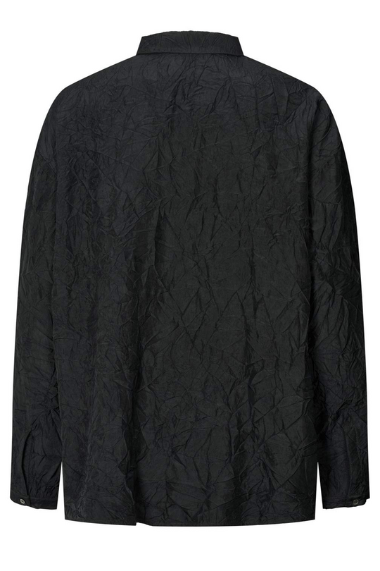 Rabens Saloner | Skjorte | Ellenor Crinkled Placket Shirt, black