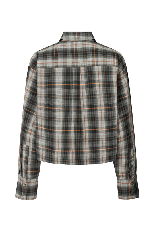 Rabens Saloner | Skjorte | Seval Check Shirting Cropped, grey check