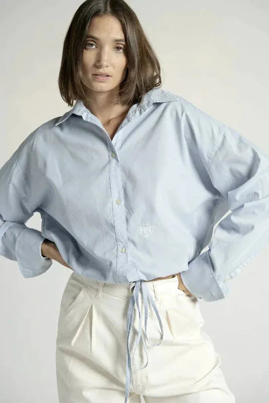 Skjorte | Strap shirt i 100% bomuld, lys blå - fog blue