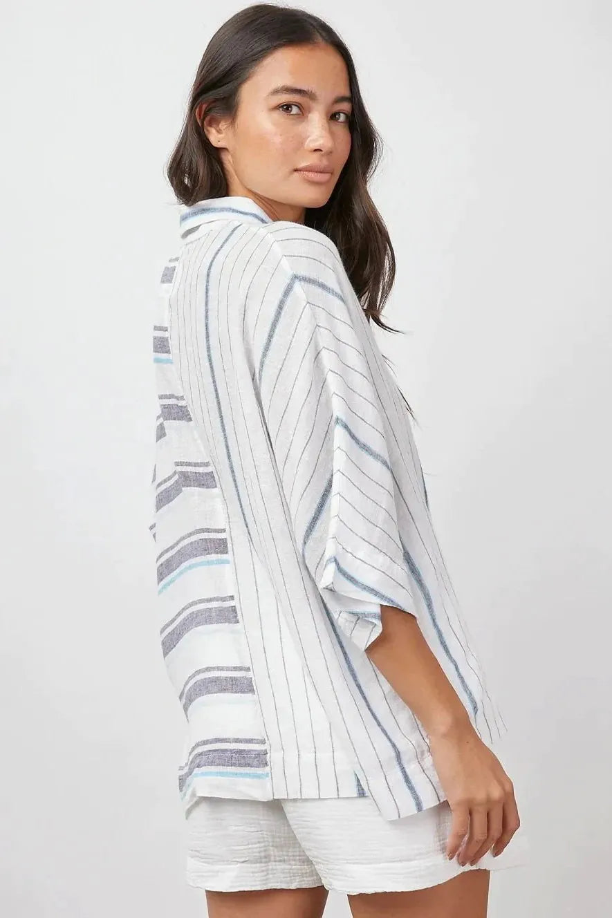 Skjorte | Rails Finley skjorte, mixed aegean blue stripe