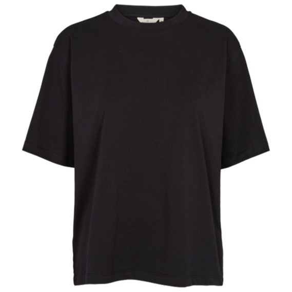 Basic Apparel Raja Tee i sort – oversized T-shirt i 100 % økologisk bomuld med dropped skuldre og rund hals. 