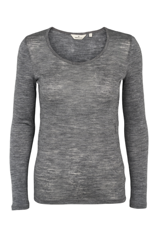 Basic Apparel Rinja LS Tee i Grey Melange produktbillede