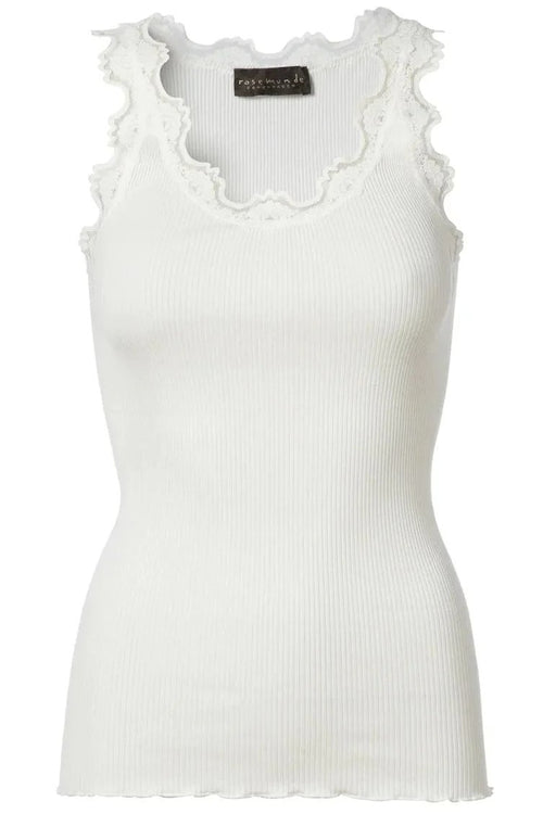 Rosemunde | Silketop | Ikonisk top med blonder, 5205 new white
