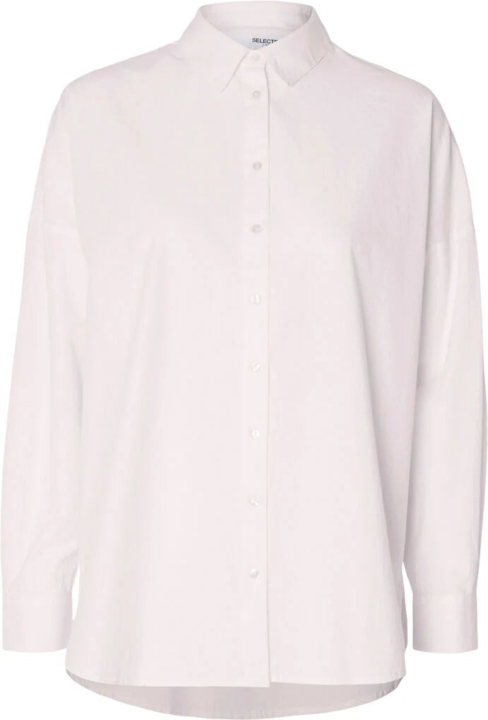 Basic Apparel Carol SS lyserød skjorte i riviera med korte ærmer og løst fit.