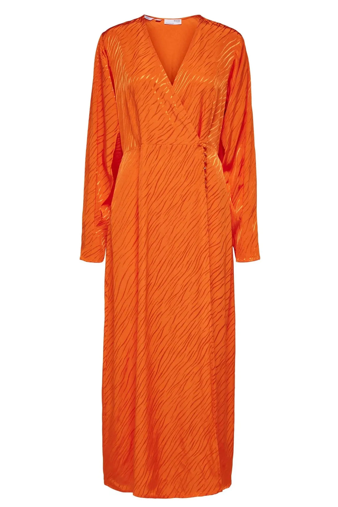 Selected Femme Abienne kjole i orange skinnende dyreprint