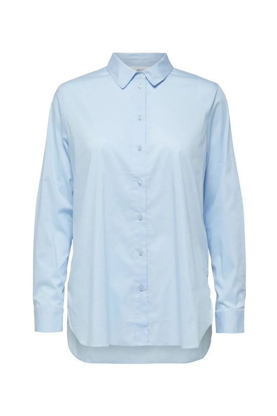Skjorte | Selected Femme Ori LS side zip shirt, cashmere blue