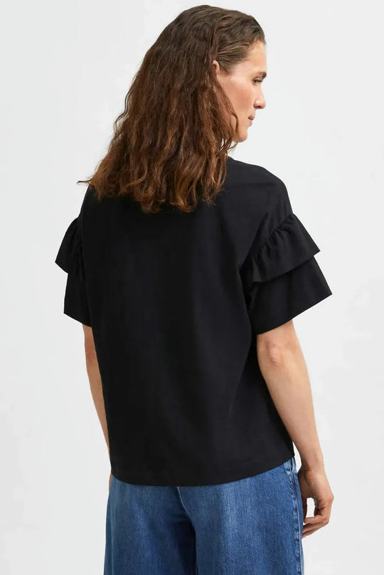 T-shirt | Selected Femme Rylie Florence Tee, black