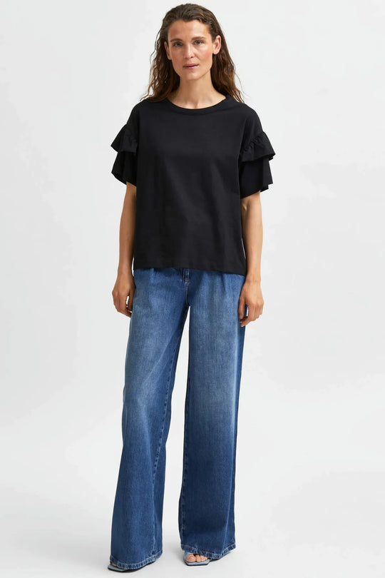 T-shirt | Selected Femme Rylie Florence Tee, black
