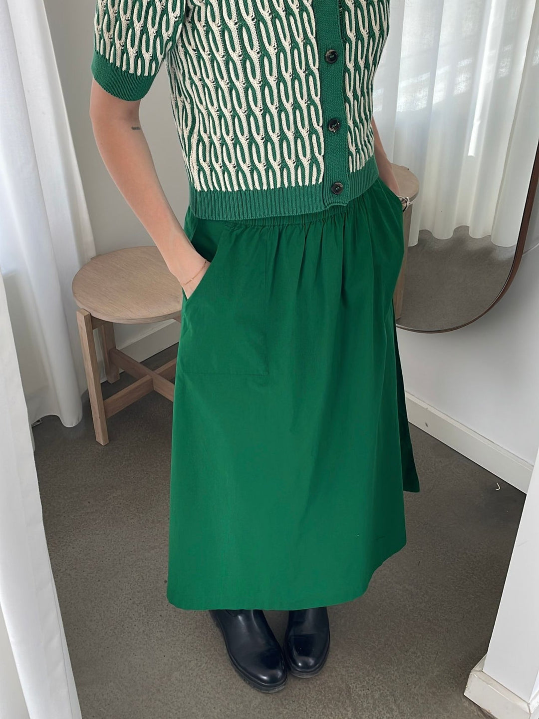 Basic Apparel Silje Long Skirt abundant green – GOTS nederdel i økologisk bomuld.