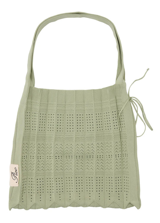 Pico Long Rosalia Bag i farven sage, vævet taske i polyester med en lang rem, velegnet som crossbody taske.