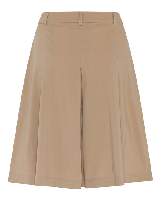 La Rouge Vilma Plissé Skirt i dark sand med plisseringer.