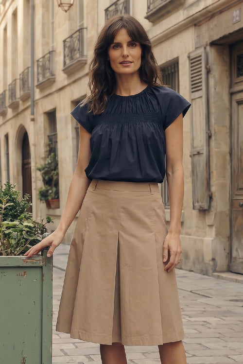 La Rouge | Nederdel | Vilma Plisse Skirt, dark sand