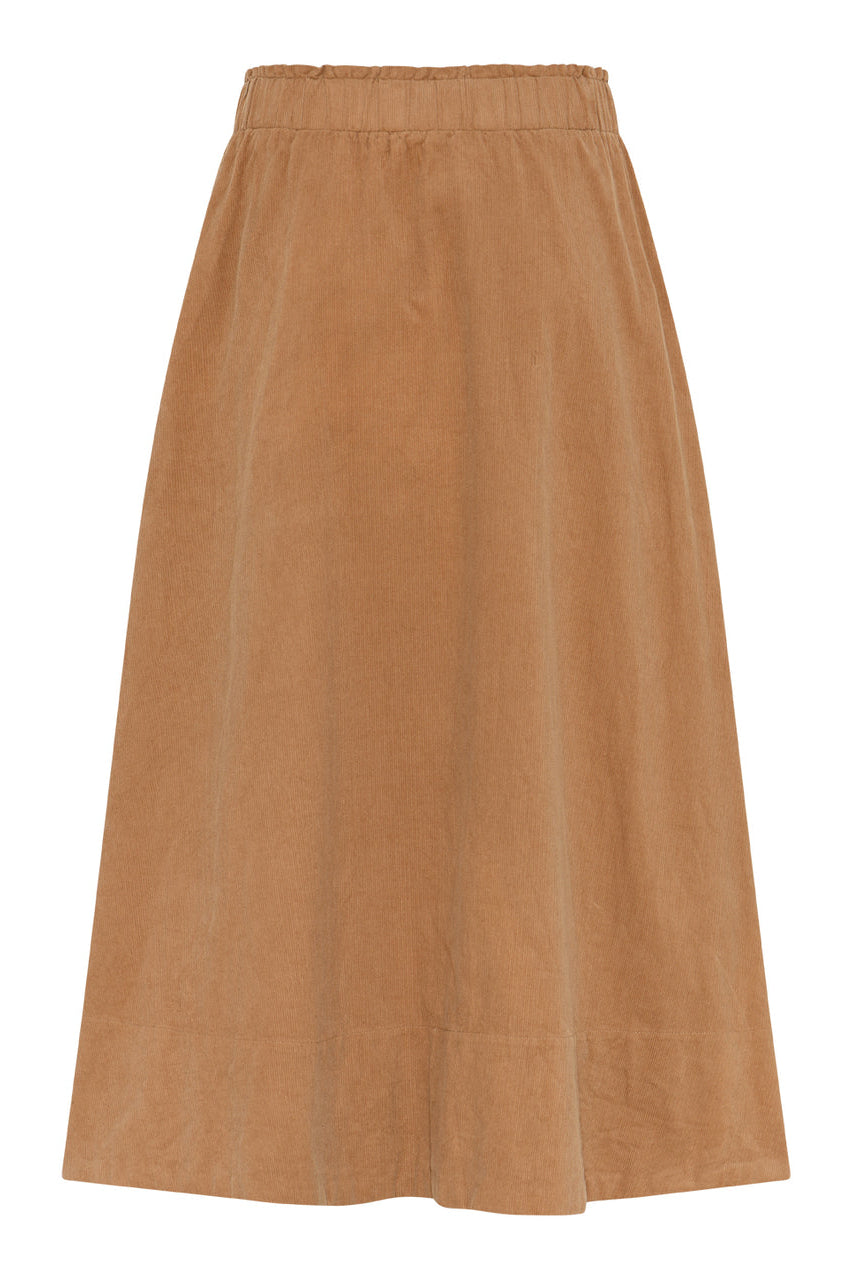 LA RŌUGE Vilma Skirt i navy babyfløjl – corduroy nederdel i 100% bomuld med flatterende pasform og sporty twist.
