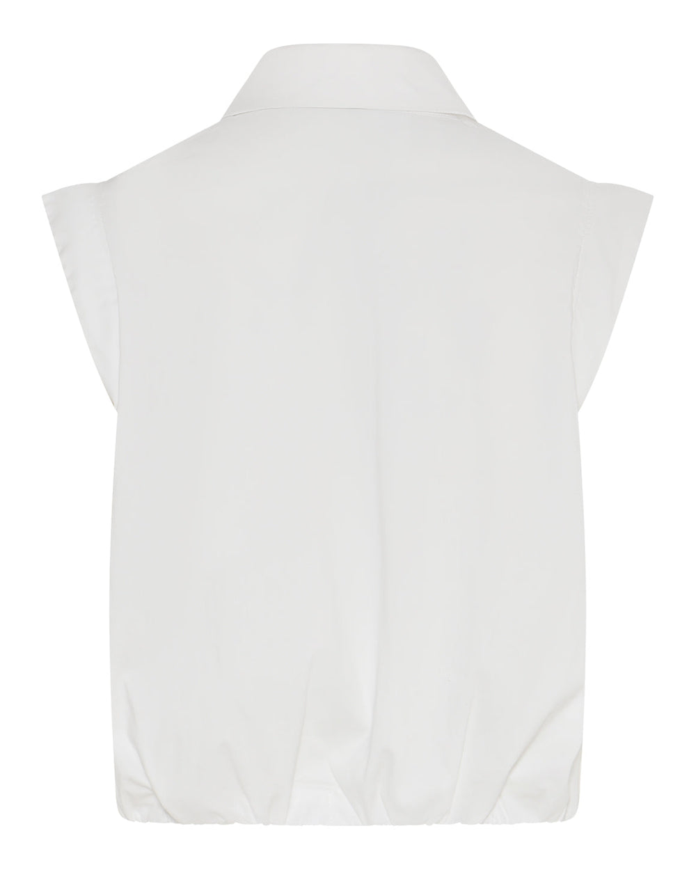 La Rouge Vilma ærmeløs skjortetop i hvid med knapper og elastisk kant.