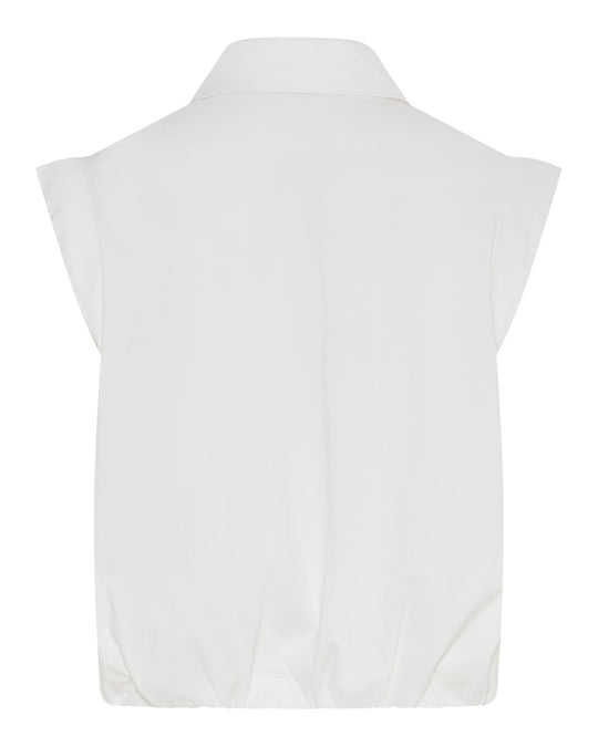 La Rouge Vilma ærmeløs skjortetop i hvid med knapper og elastisk kant.