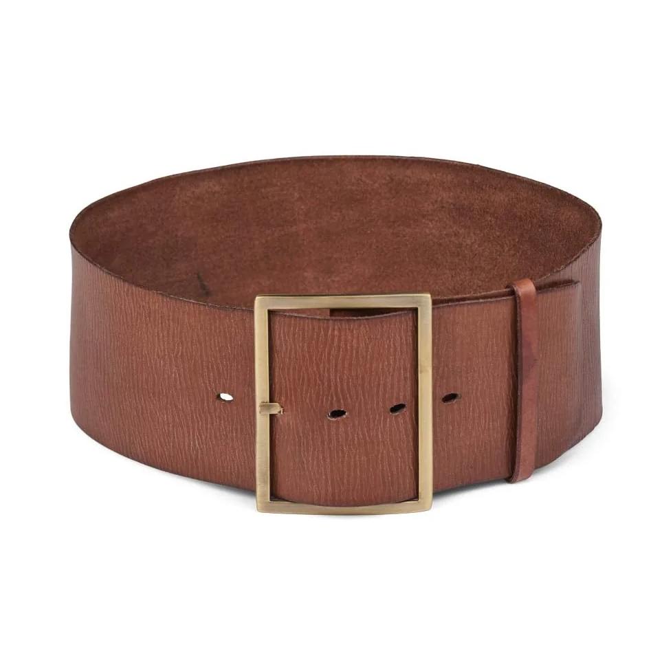 Bælte | Rabens Saloner Laraib Leather Wide Belt, Cognac