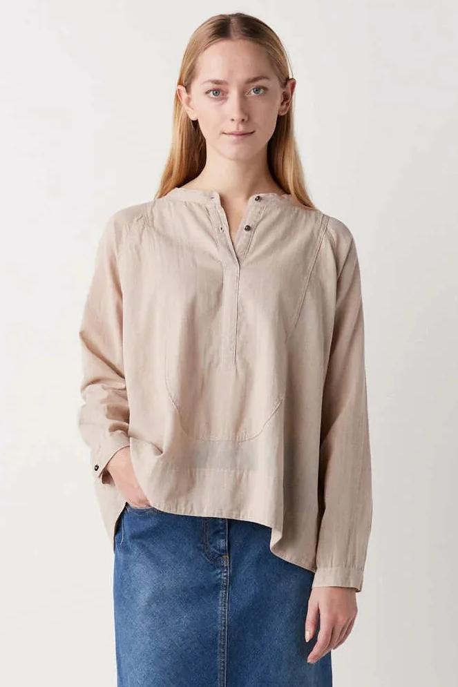 SHOP Bluser | Rabens Saloner Nadja Cotton Bib Shirt, Tea