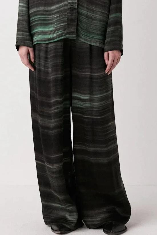 Bukser | Rabens Saloner Briana Shadow Pleat Wide Pant, forest