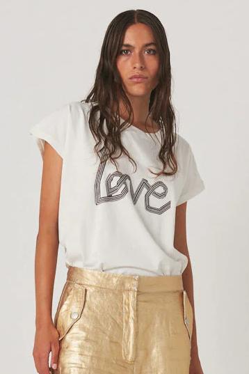 Rabens Saloner | T-shirt | Anira Ribbon love, chalk