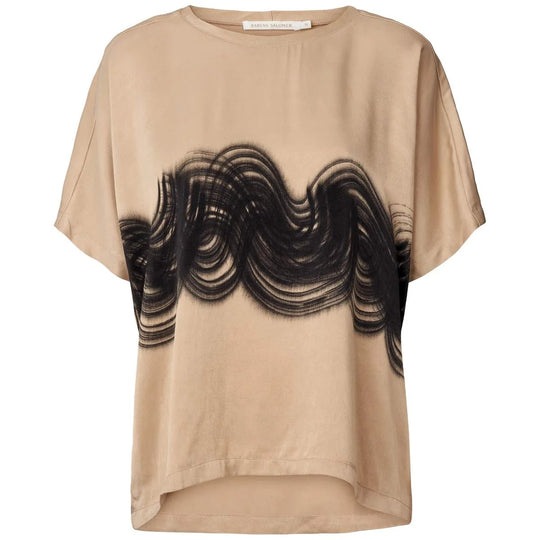 Rabens Saloner | T-shirt | Maggi Swirl Cropped, black sculp combo