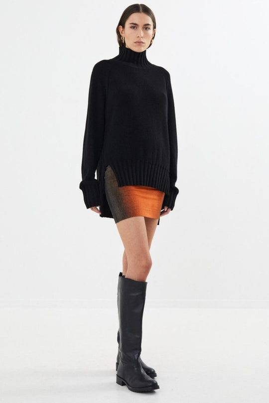 Rabens Saloner | Sweater | Saorise Jagged Split, black