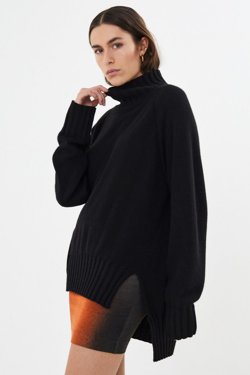 Rabens Saloner | Sweater | Saorise Jagged Split, black