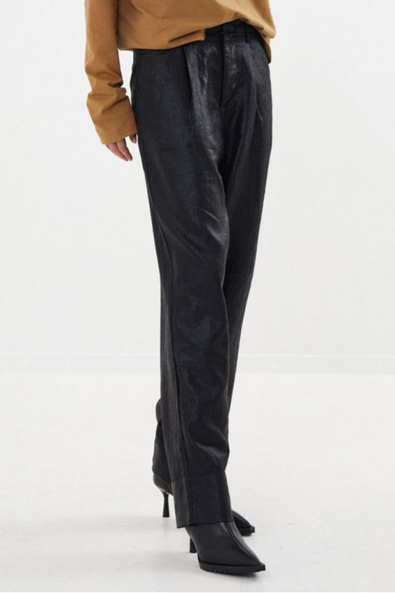 Rabens Saloner | Bukser | Raina Glazed Pleat Pants, black