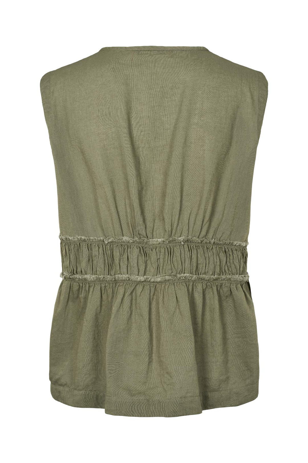 Rabens Saloner Helfred Cotton Top i Raw Lumber – let bomuldstop med feminine detaljer og afslappet pasform.