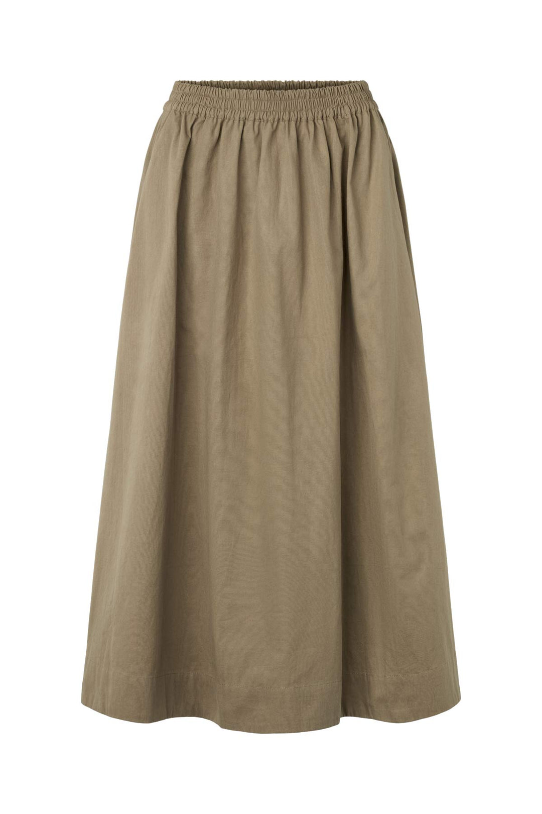 Rabens Saloner Guri Poplin Heavy Full Skirt i Dry Bark – voluminøs nederdel i kraftig bomuld med elastik i taljen og sidelommer. 