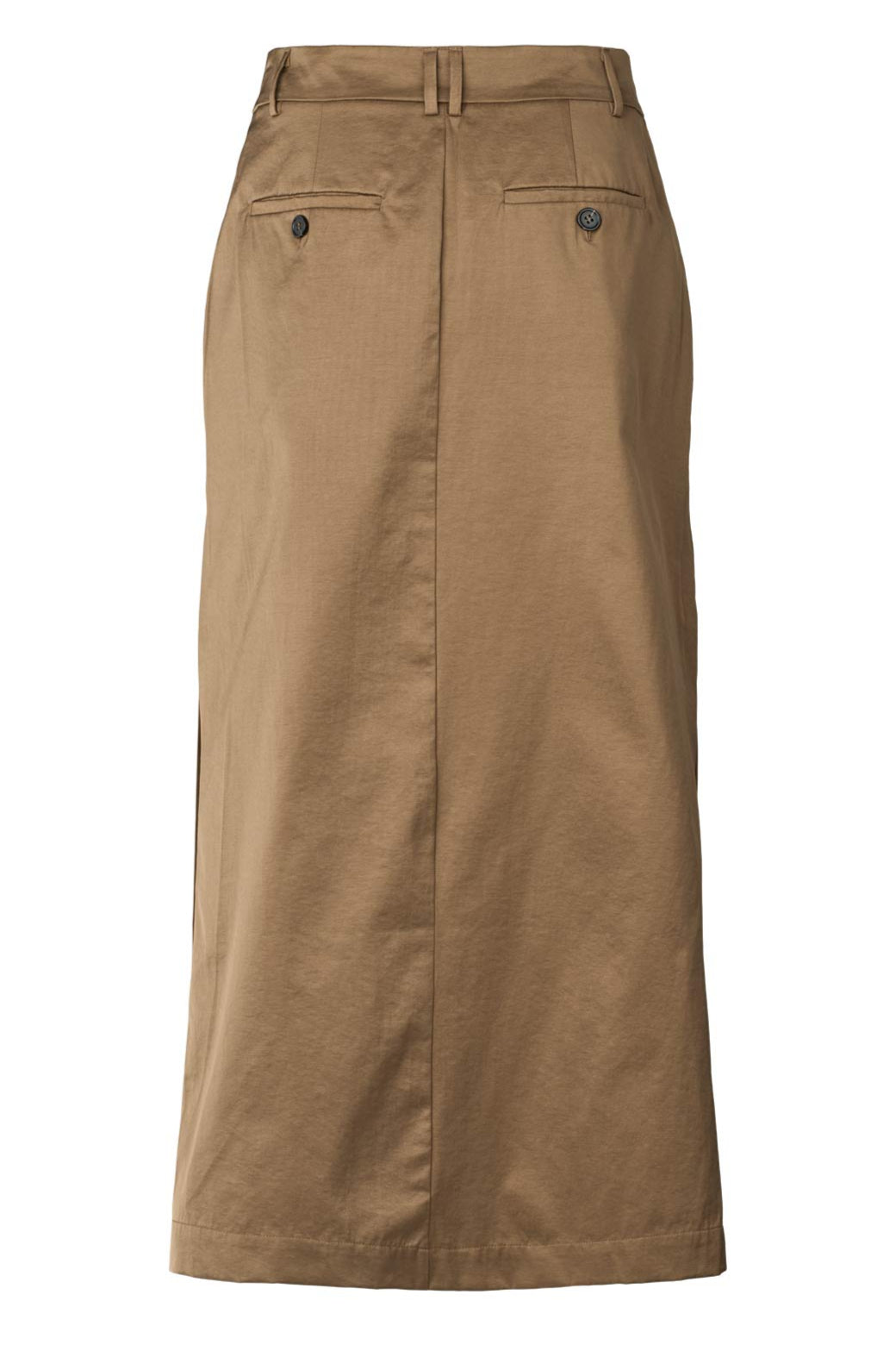 Rabens Saloner Chisa Cotton Fusion Skirt i cub. Ankellang nederdel med slidser, normal talje og sidelommer. 