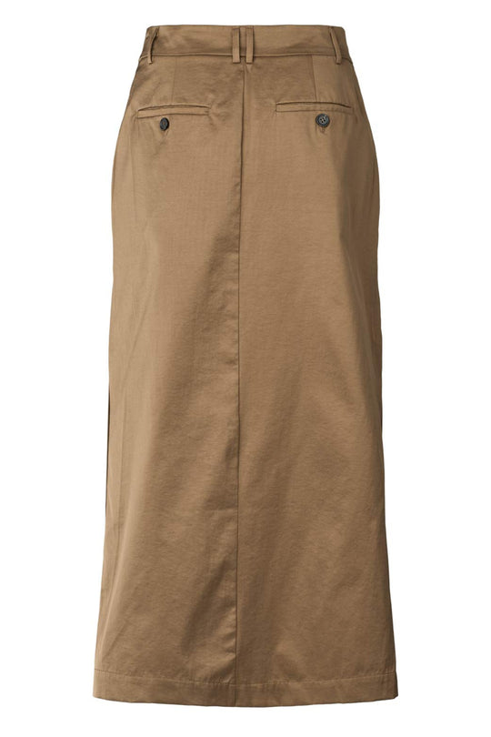Rabens Saloner Chisa Cotton Fusion Skirt i cub. Ankellang nederdel med slidser, normal talje og sidelommer. 