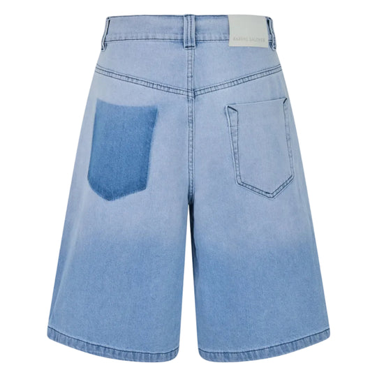 Rabens Saloner Raha wide denimshorts i lys vask i økologisk bomuld med vid pasform.