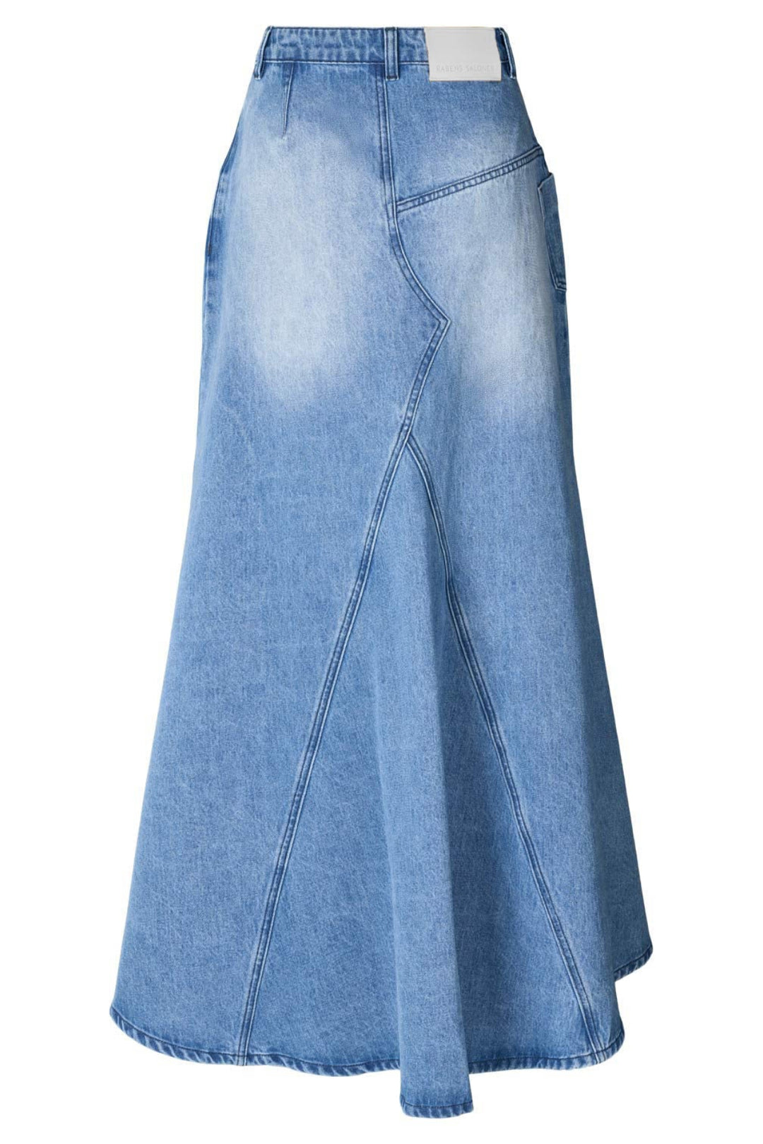Rabens Saloner Emmali lang denimnederdel i lys vask med høj talje og slids foran.
