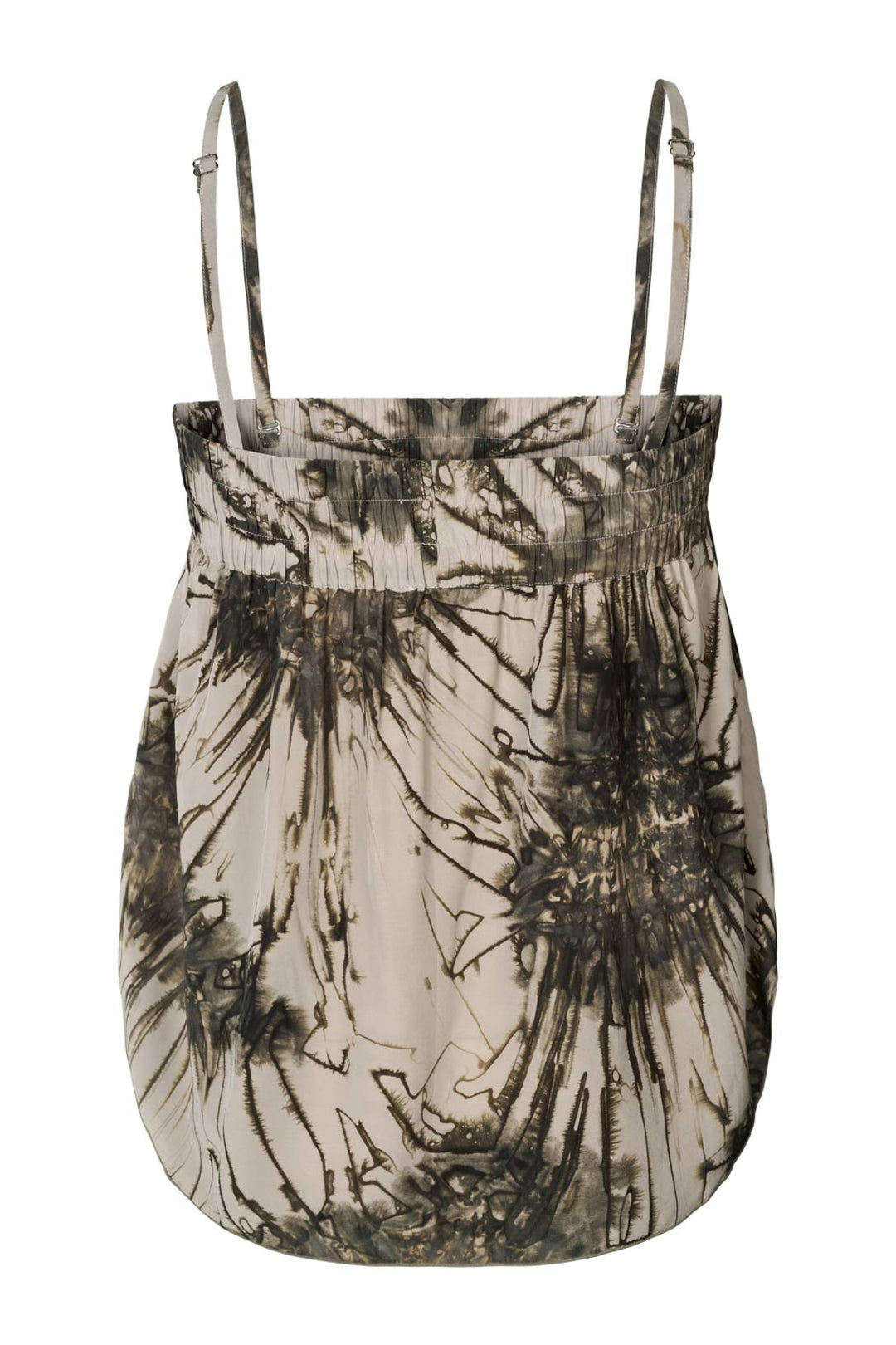 Rabens Saloner Paris Sea Urchin top i grey combo – løs top med elastisk kant og håndfarvet mønster.