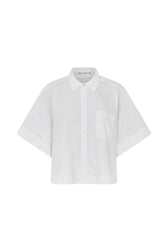Rabens Saloner | Skjorte | Berta Poplin Curved Hem Shirt, white