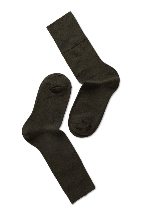 Note by Syversen | Uldstrømper | Fine wool comfort top, olive