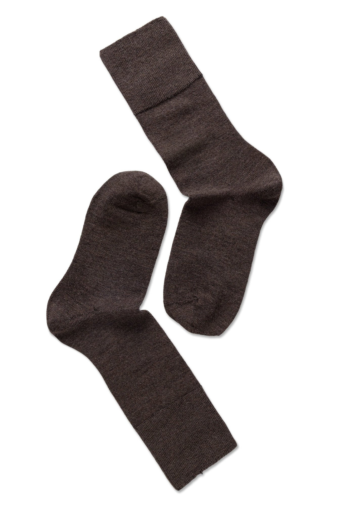 Uldstrømper | Note by Syversen Fine wool comfort top, brown melange
