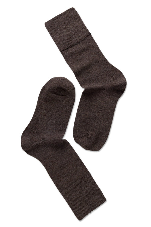 Note by Syversen | Uldstrømper | Fine wool comfort top, brown