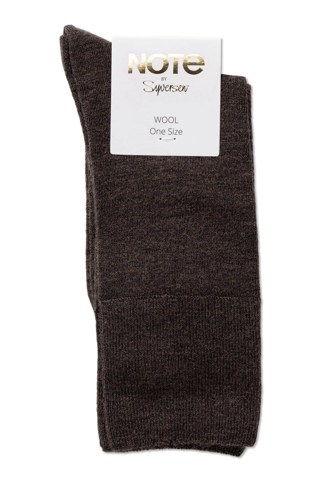 Uldstrømper | Note by Syversen Fine wool comfort top, brown melange