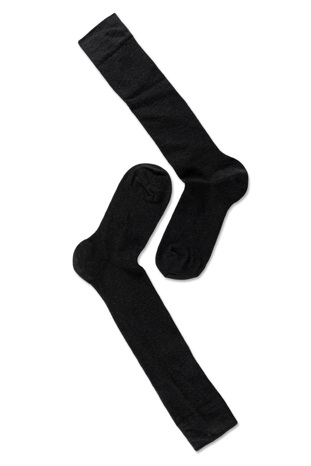 Note by Syversen | Knæstrømper | Flat knit wool knee-high, black