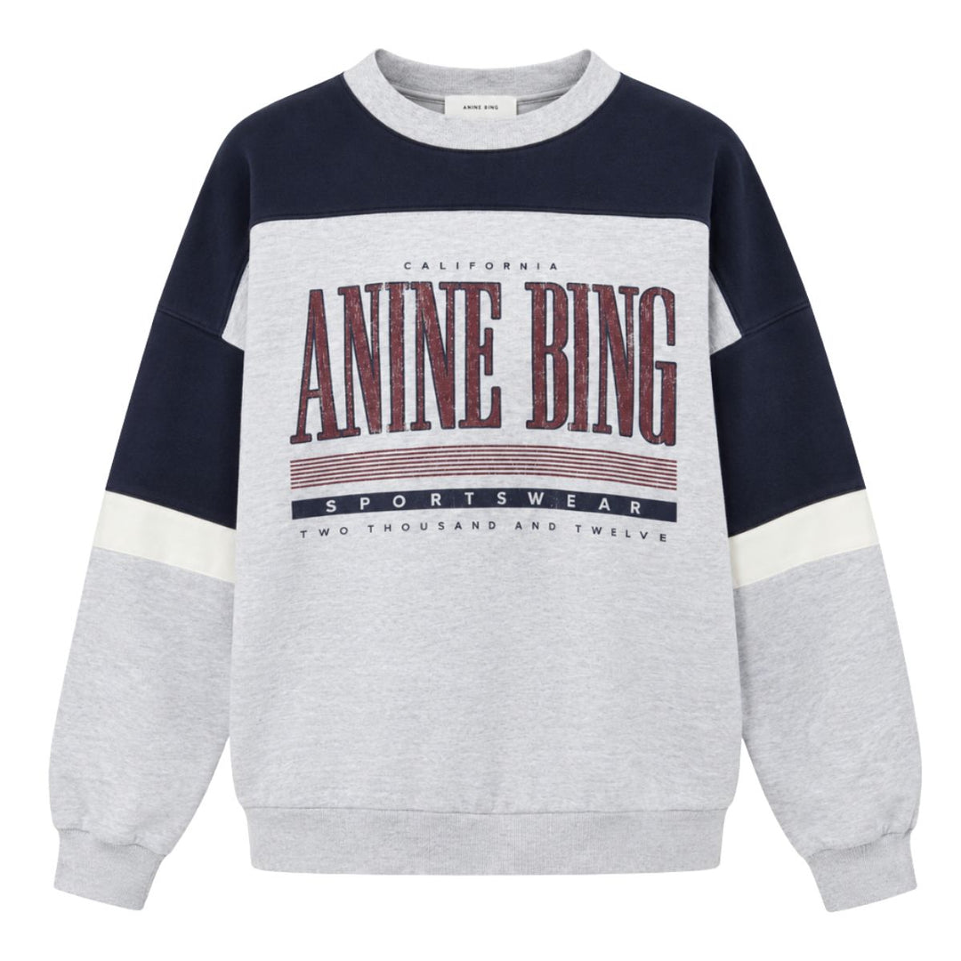 ANINE BING Miles Sweatshirt Sport Colorblock i heather grey set forfra