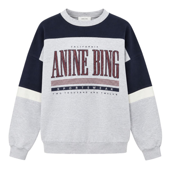 ANINE BING Miles Sweatshirt Sport Colorblock i heather grey set forfra